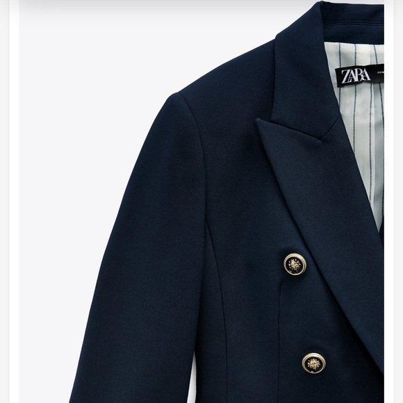 ZARA Double Breasted Gold Buttoned Blazer - Picture 12 of 13